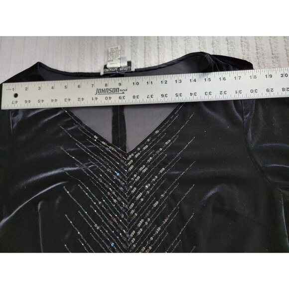 Adrianna Papell Evening Essentials Womens Black Velvet Sequin Top Blouse Size 2X - Picture 5 of 7